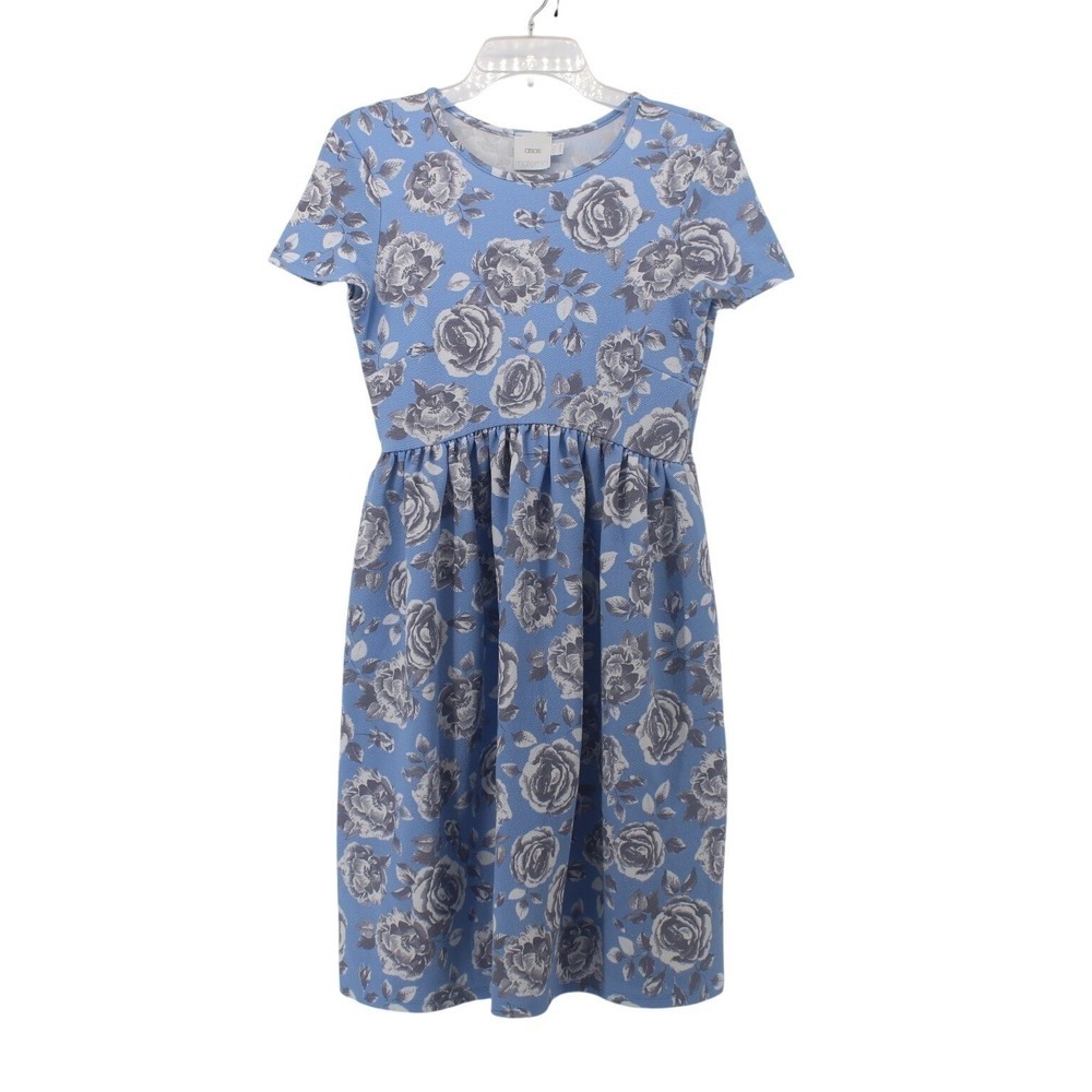 ASOS Maternity Blue Floral Short Sleeve Empire Waist Midi Dress 6‎ Baby Shower
